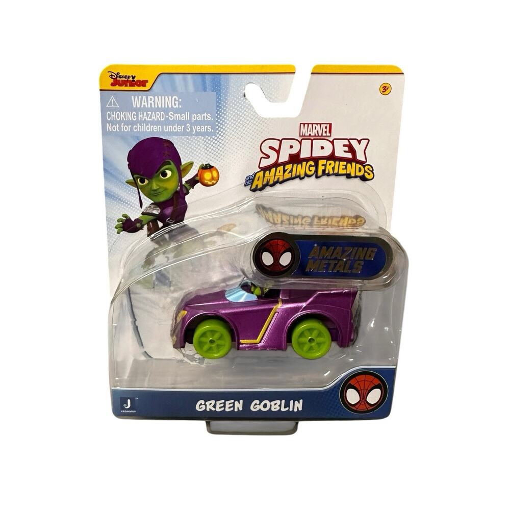 Marvel Disney Junior Spidey Amazing Friends Green Goblin Amazing Metals Toy Car
